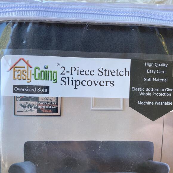 Easy-Going 2-Piece Stretch Oversized Sofa Slipcover Gray Furniture Protector - Picture 4 of 7